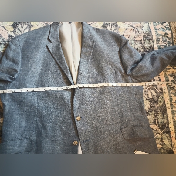 Jos A Bank 1905 Mens Linen Blazer 52R Blue Gray Old Money Beach Classic - Picture 13 of 14